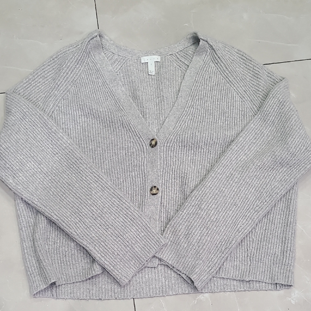 Leith Light Gray Buttoned Cardigan - Picture 1 of 7